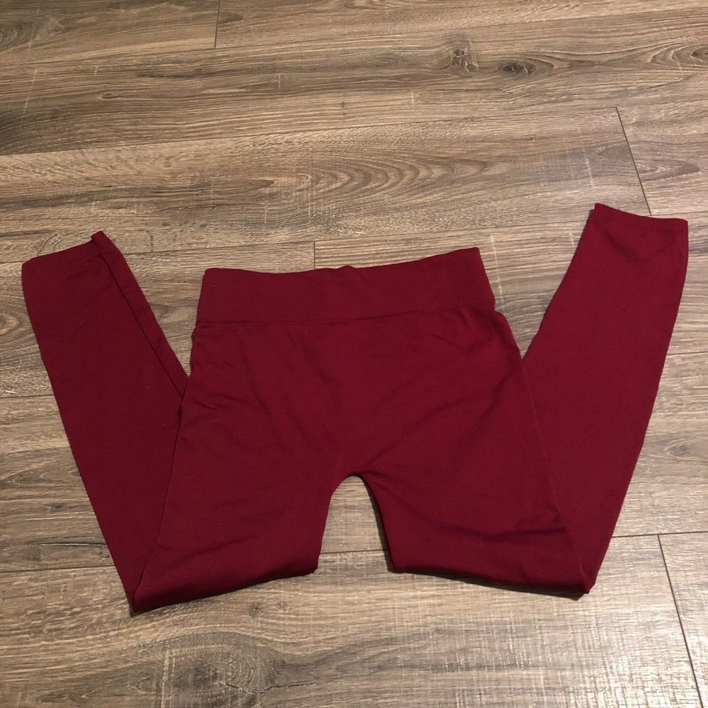 Free To Live Red Fleece lined leggings